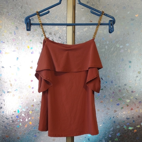 First Love Pink Ruffled Off-Shoulder Blouse - Picture 10 of 13